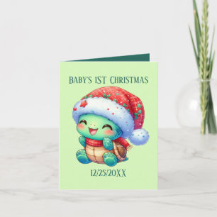 Baby's first Christmas add date Message Holiday Card