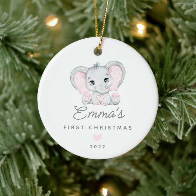 Baby's First Christmas Baby Girl Elephant Ceramic  Tree Decoration (Tree)
