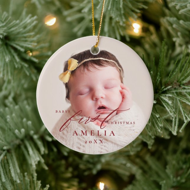 Babys First Christmas Baby Stats Ceramic Tree Decoration (Tree)