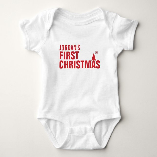 Baby's First Christmas Baby Tutu Bodysuit Red (Front)