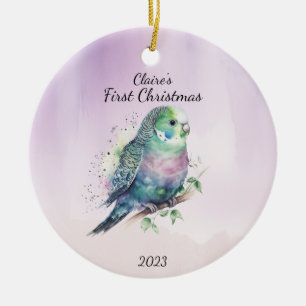 Baby's First Christmas Bird Personalised Ceramic Tree Decoration