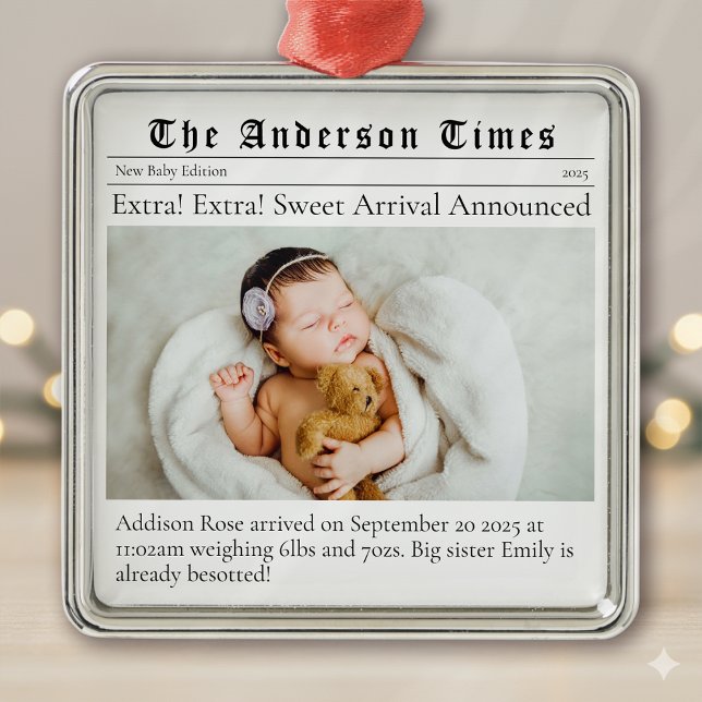 Baby's First Christmas Birth Announcement Metal Tree Decoration (Creator Uploaded)