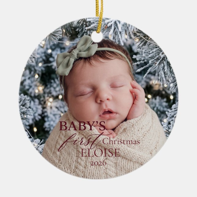 Baby's First Christmas Birth Stats Custom Ornament (Front)