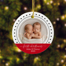 Baby's First Christmas Black, White and Red Dots