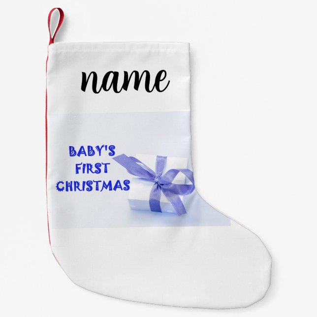 baby's first christmas blue small christmas stocking (Front)
