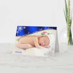 Baby's First Christmas Blue- YOUR BABY'S PHOTO Card