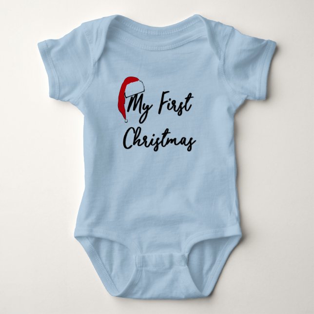 Baby's First Christmas Bodysuit (Blue) (Front)
