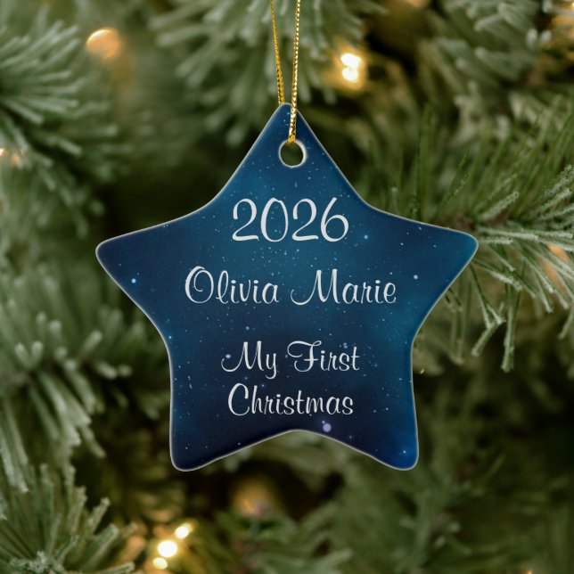 Baby's First Christmas Celestial Deep Blue Space Ceramic Tree Decoration (Tree)
