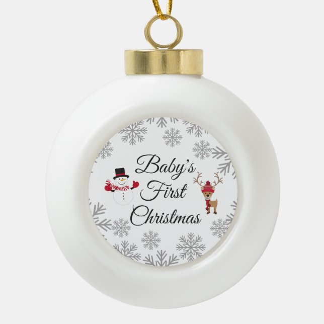 Baby's First Christmas Ceramic Ball Christmas Ornament (Front)
