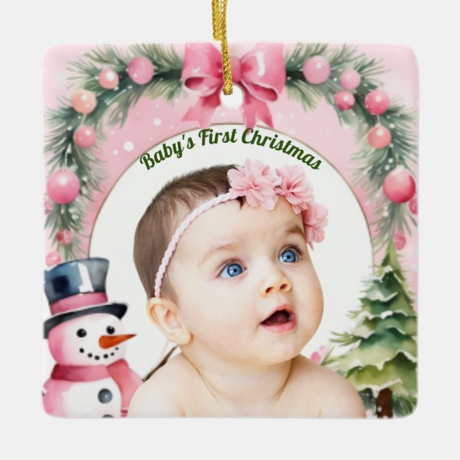 Babys First Christmas Ceramic Ornament (Front)