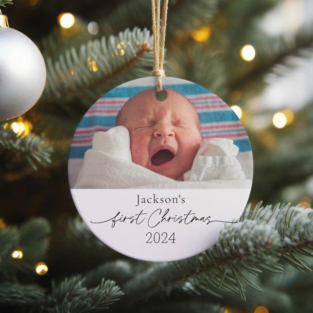 Baby's First Christmas Ceramic Photo Ornament (Creator Uploaded)