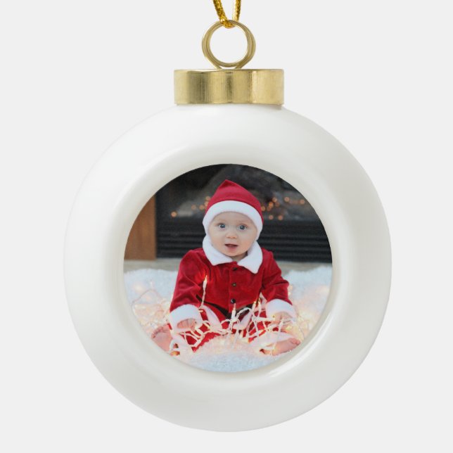 Baby's First Christmas Ceramic Photo Ornament (Front)