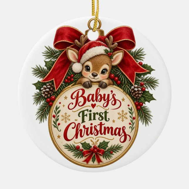 Baby's first Christmas  Ceramic Tree Decoration (Front)