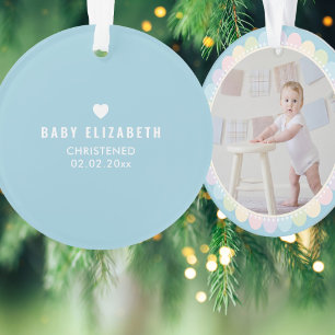 Baby's First Christmas   Christening Baptism Photo Ornament