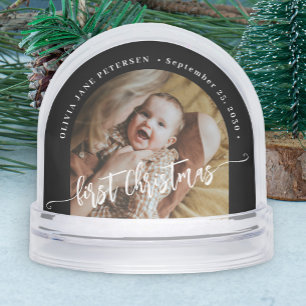 Baby's first Christmas custom 2 photo personalized Snowglobe