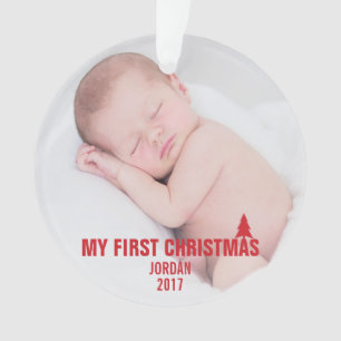 Baby's First Christmas Custom Acrylic Ornament Red