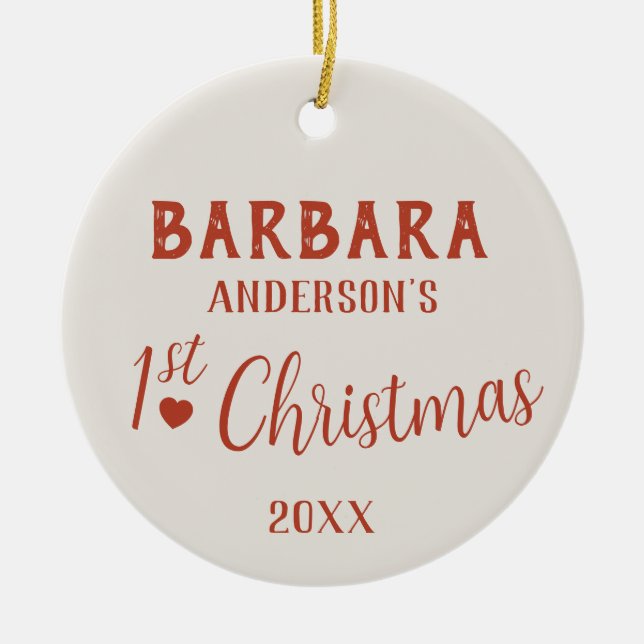 Baby's First Christmas Custom Name  Ceramic Tree Decoration (Front)