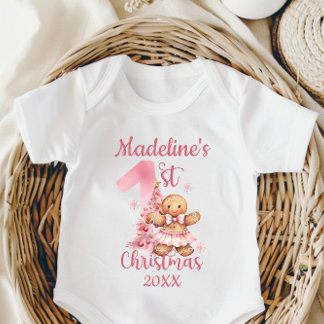 Baby's First Christmas Custom Name Gingerbread Baby Bodysuit