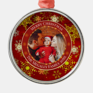 Baby's First Christmas Custom Name Photo Keepsake Metal Tree Decoration