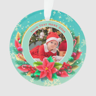 Baby's First Christmas Custom Name Photo Keepsake Ornament
