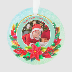 Baby's First Christmas Custom Name Photo Keepsake Ornament
