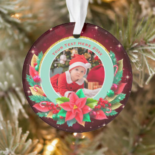 Baby's First Christmas Custom Name Photo Keepsake Ornament