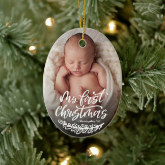 Baby's First Christmas Custom Photo Ceramic Tree Decoration
