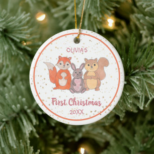 Baby's First Christmas Custom Photo Cute Animals Ceramic Tree Decoration