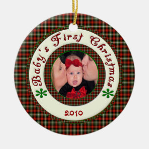 Babys First Christmas Custom Photo Dated Ceramic Tree Decoration