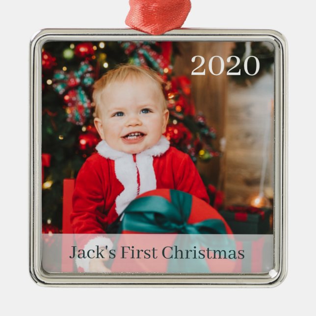 Baby's First Christmas Custom Photo Ornament (Front)