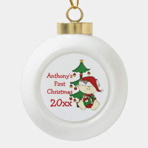 Baby's First Christmas-Customise Name/Year Ceramic Ball Christmas Ornament