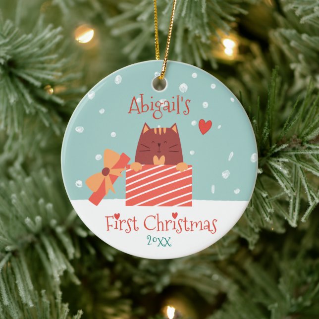 Baby's First Christmas -  Cute Baby Cat  Ceramic Tree Decoration (Tree)