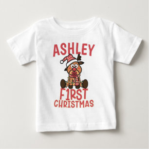 Baby's First Christmas Cute Baby Reindeer  T-Shirt