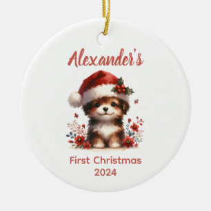 Baby's first Christmas cute dog baby Animal Ceramic Tree Decoration