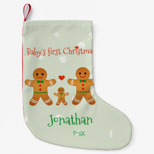 Baby's first Christmas - Cute Gingerbread Men Small Christmas Stocking