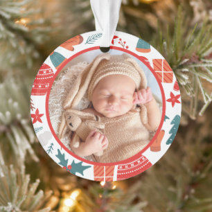 Baby's First Christmas Cute Gold Modern Elegant Ornament