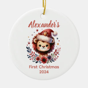 Baby's first Christmas cute Lion baby Animal Ceramic Tree Decoration