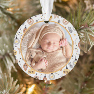 Baby's First Christmas Cute Modern Elegant Ornament