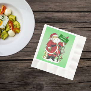 Baby's First Christmas Cute Santa Sign Napkin