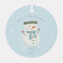 Baby's First Christmas Cute Snowman and Snowflake