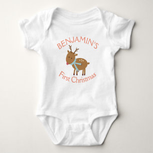 Baby's First Christmas Cute Winter Reindeer Baby Bodysuit