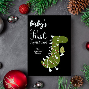Baby's First Christmas Dino Card 