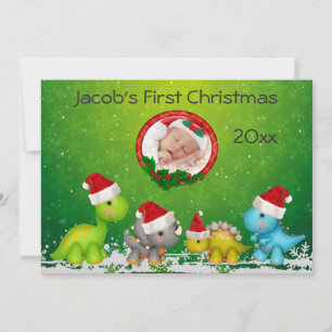 Baby's First Christmas Dinosaurs Photo Card