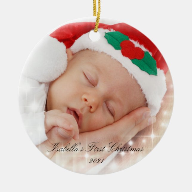 Baby's First Christmas Double Sided Photo   Ceramic Tree Decoration (Front)