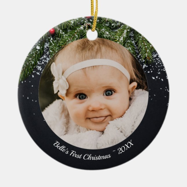 Baby's First Christmas Evergreen Ornament (Front)