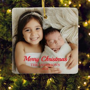 Babys First Christmas Family Photo Ceramic Ornament