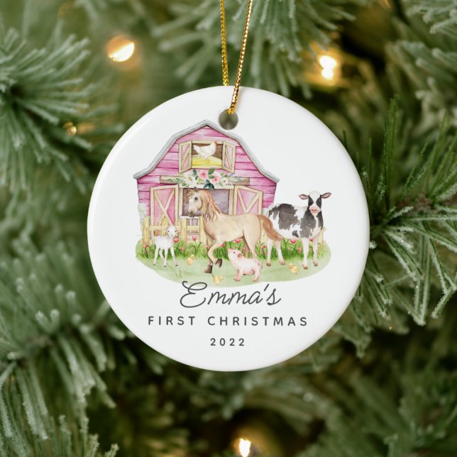 Baby's First Christmas Farm Friends Ceramic Orname Tree Decoration (Tree)