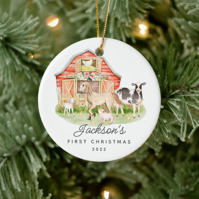 Baby's First Christmas Farm Friends Ceramic Tree Decoration (Tree)