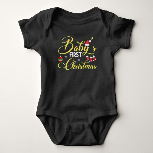 Baby's First Christmas Festive  Baby Bodysuit (Front)