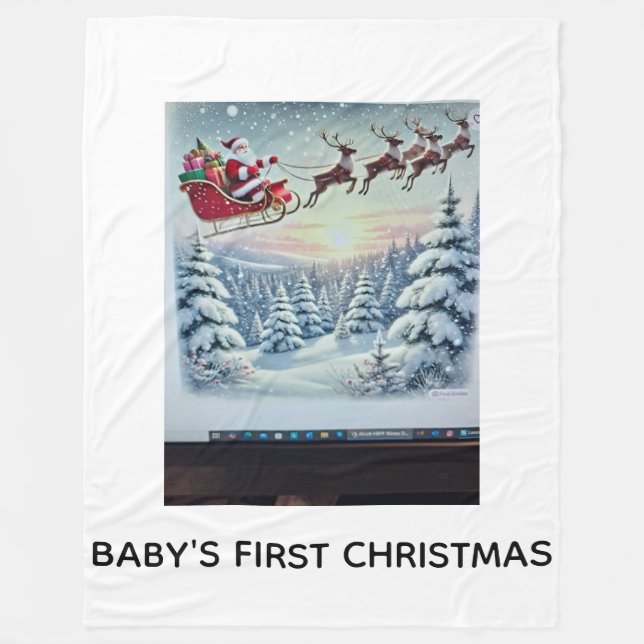 Baby's First Christmas Fleece Blanket (Front)